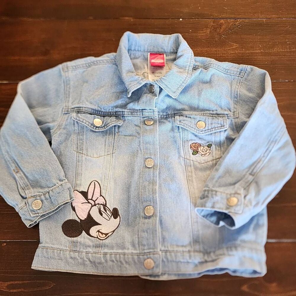 Disney's Minnie Girls Denim Jacket with Miner in Back Size 4T